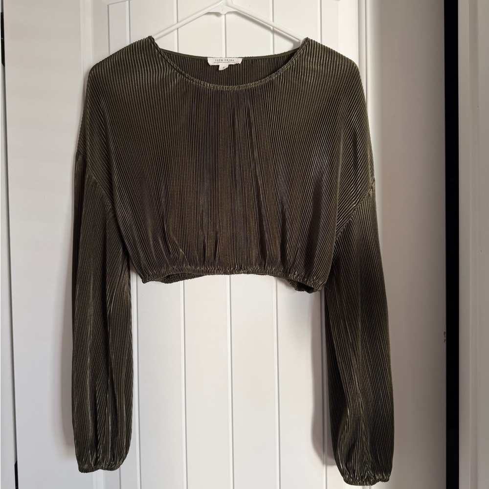 12th Tribe Olive Green Crop Top